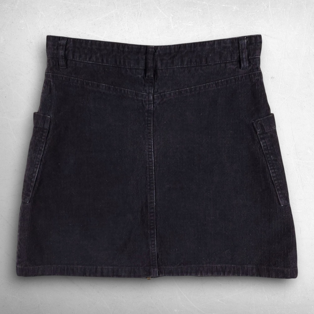Altar'd State Corduroy Mini Skirt Women S Black Full Zip Boho Dark Academia